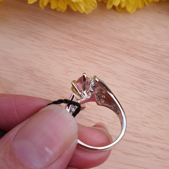 Pink Swarovski Crystal Silver Ring - Picture 6 of 11